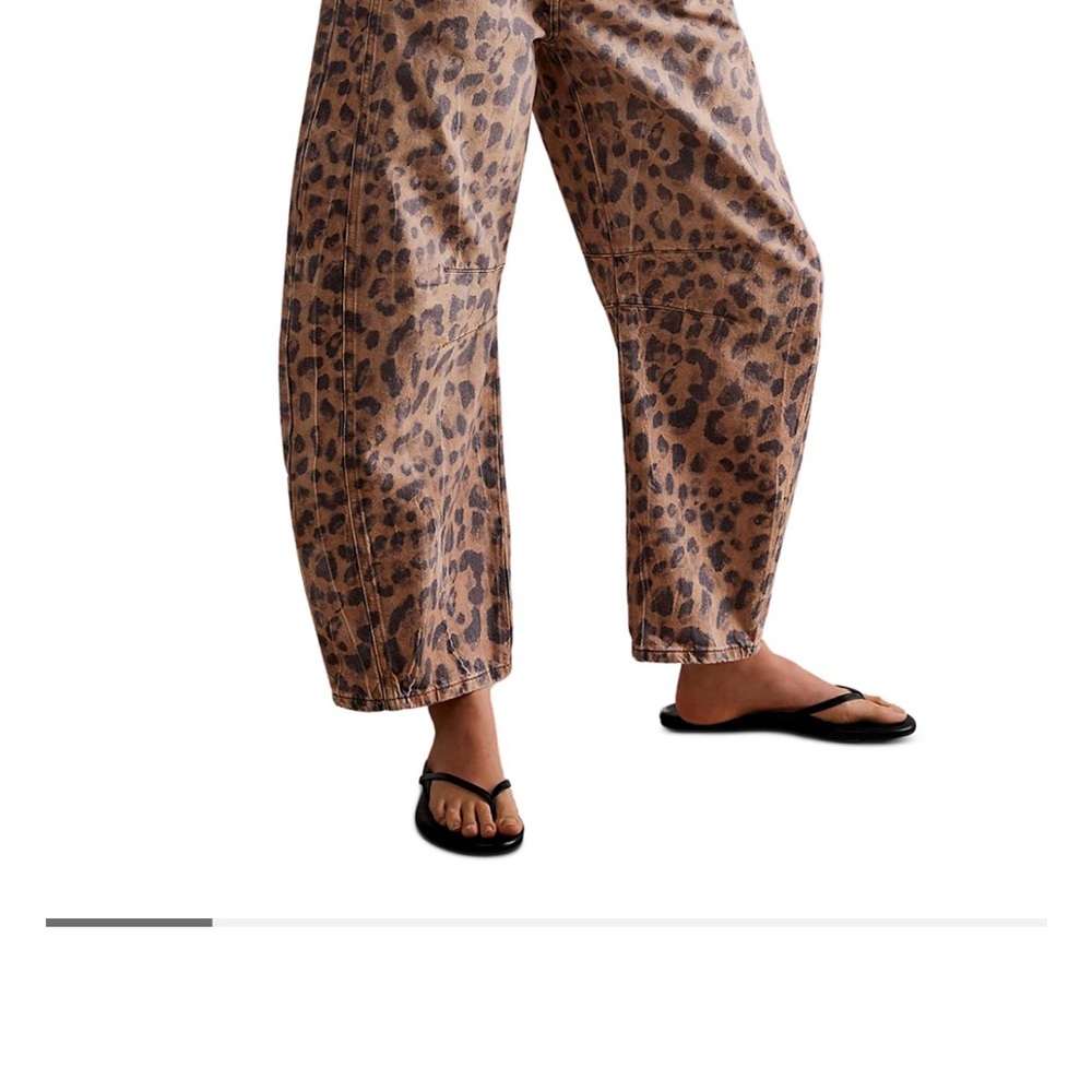 We The Free Good Luck Leopard Barrel Leg Jeans in Brown Sugar - Picture 9 of 10